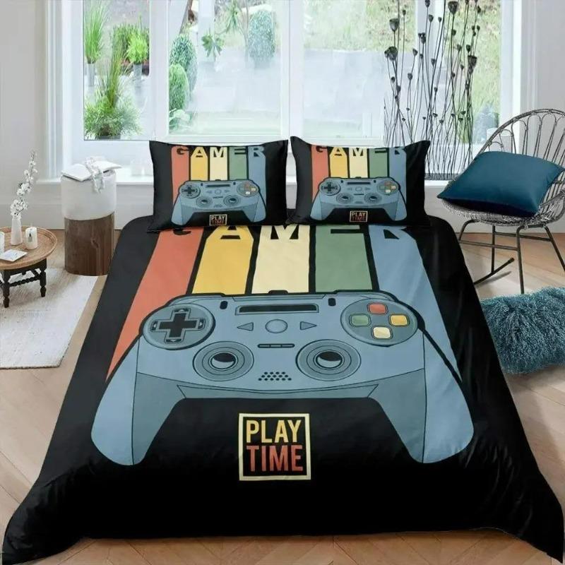 Gamepad Comforter Cover Gamer Bedding Set Teens Video Game Duvet Cover for Youth Boys Modern Game Controller Bedspread