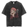 T-shirt Lavata Unisex Vintage Stampata Anime Uomo Donna Cotone Hip Hop Streetwear Estiva Girocollo Manica Corta Magliette Top
