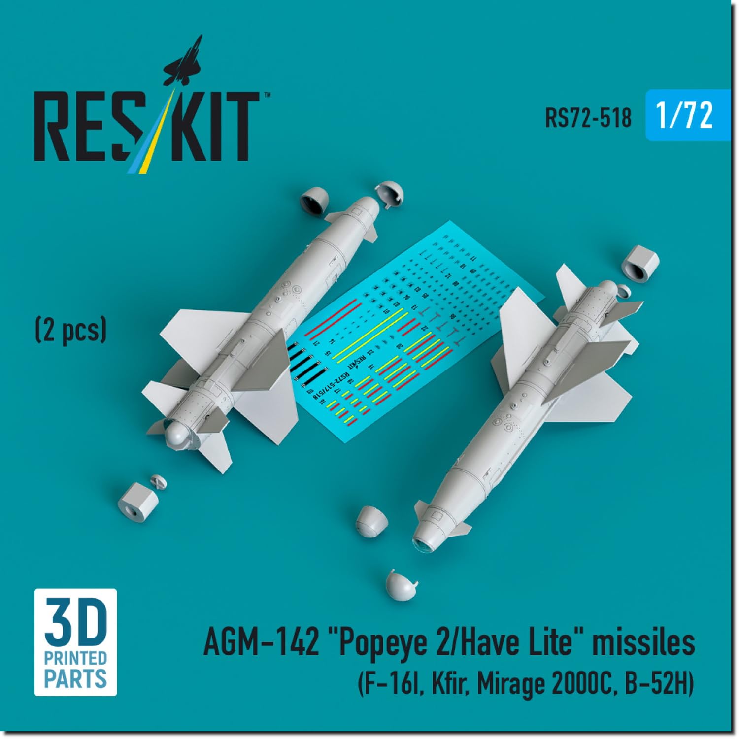 

Reskit Набор ракет Popeye Пластиковые детали для модели 1/72 AGM-142 II/Have-Lite Воздух-Поверхность 2 шт. RSK72-0518 (Самолет)