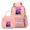 4Pcs/set Anime K-Pop Demon Hunters Printed Backpack with Handbag Pencil Case for Teenager Student Boy Girl Schoolbag Bookbag Large Capacity Travel Bag