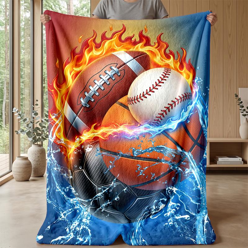 Sports in Flames and Water 7 Theme blanket Lightweight Warm Flannel Blanket Decorative Throw Blanket for Home Decoration