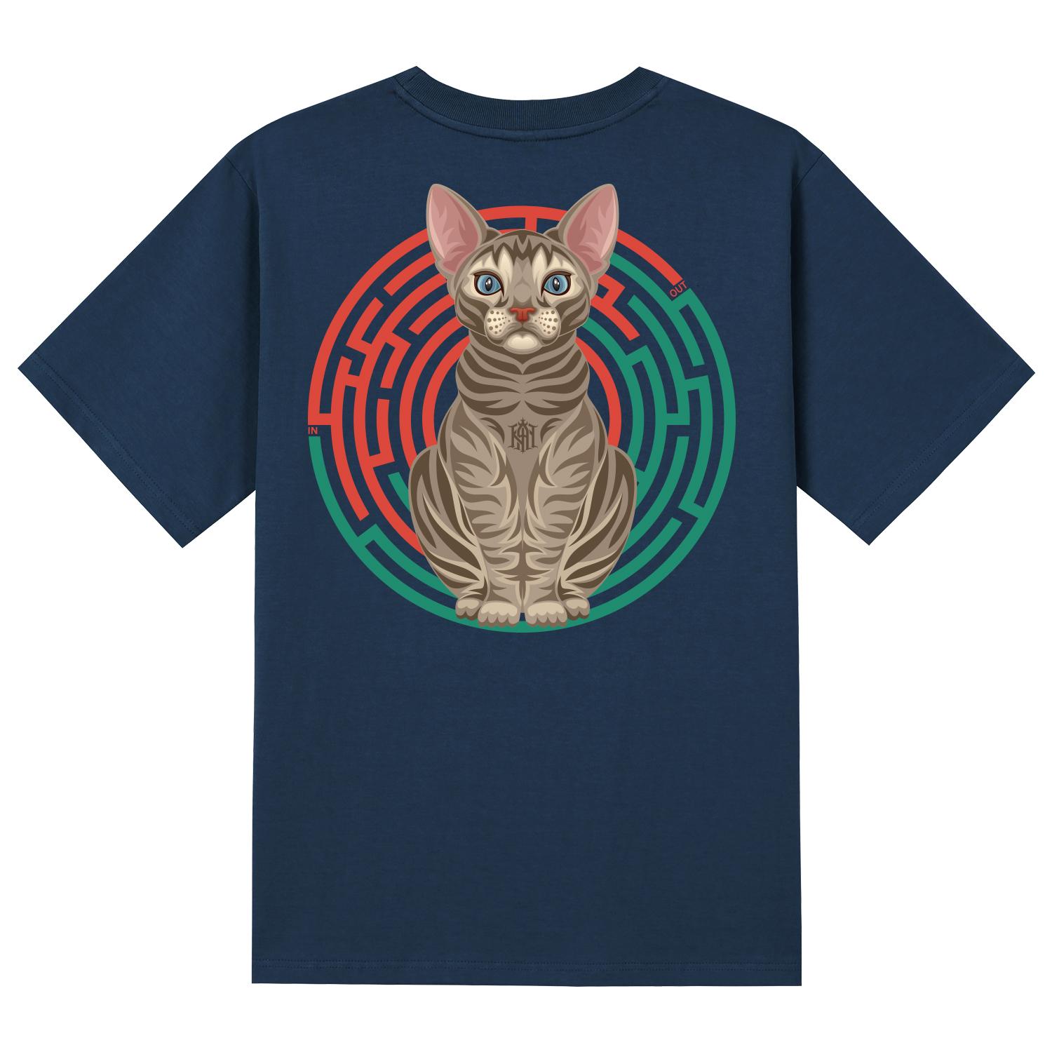 Khan 6312 Ktn0014 Sphinx Cat Short Sleeve T-Shirt - Navy Navy/L