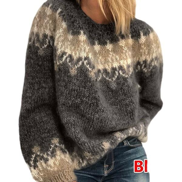European & American Women's Autumn/Winter Loose Mohair Jacquard Sweater
