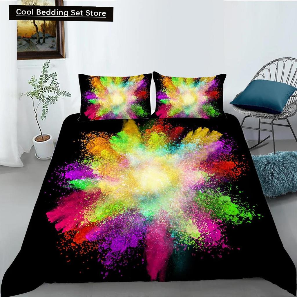Comforter 3D Tie Dye King Queen Colorful Splash Ink Style Bedding Set For Kids Teens Adults Modern Art Polyester
