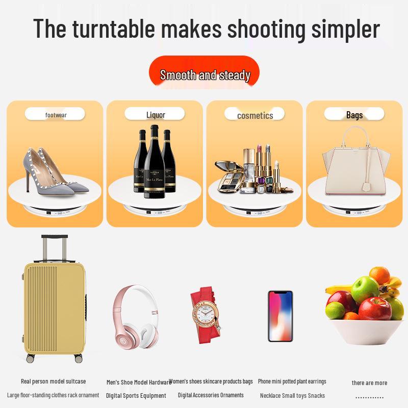Automatic Rotating Display Stand for Live Streaming, E-commerce, Figurines, and Panoramic Photo/Video Shooting