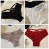 Fashion Bow Lace Flower Panties Low Waist Hollow Lace Mesh Briefs Transparent French Style Briefs Gifts