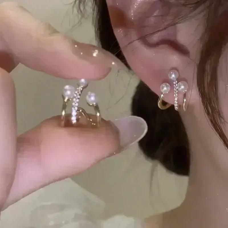 Super Sparkling Crystal Golden Earrings for Women Personalized Exquisite Daily Accessories Party Jewelry Birthday Gifts