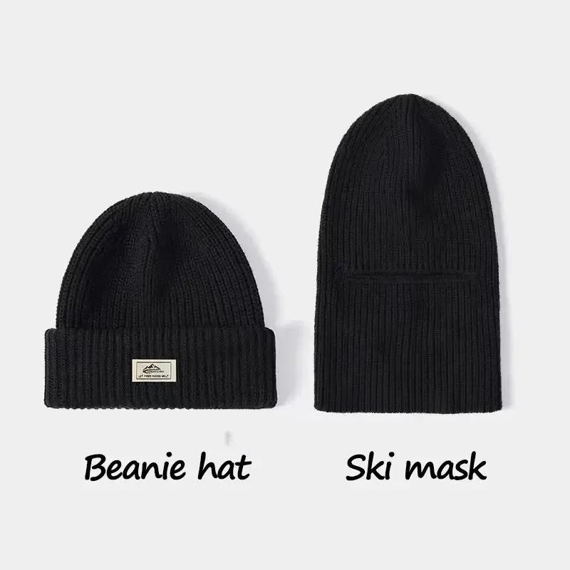 Winter Kälte Mütze Baumwolle Verdickte Strickmütze Outdoor Radfahren Warme Kappe Mütze 2In1 Sturmhaube Taktische Radmütze Skihaube