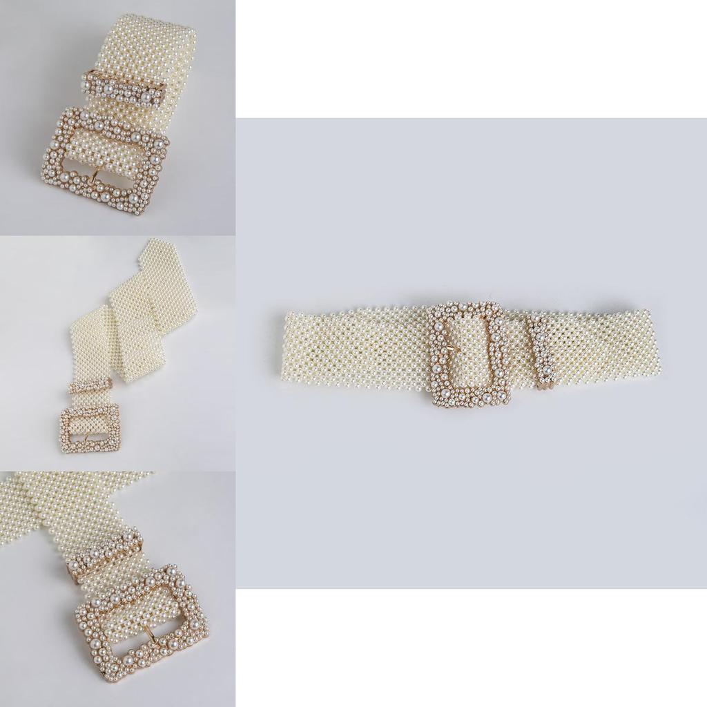 Artificial Pearl Waist Chain With Square Needle Buckle Design For Formal And Casual Use