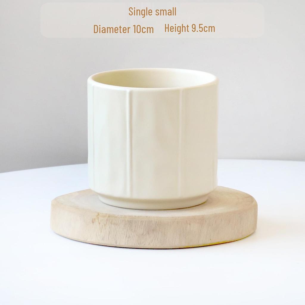 Cream Yellow Ceramic Flower Pot - INS Style, Light Luxury Succulent Phalaenopsis Planter, 2.5 Cups