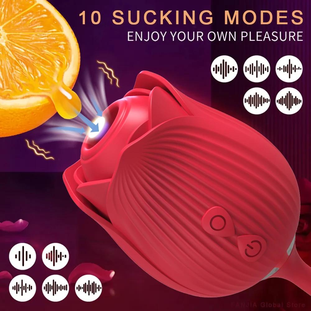 Rose Sucking Vibrator for Women Dildo Thrusting Vibrating Clit Sucker Nipple Clitoris Stimulation Female Sex Toys for Adults 18+