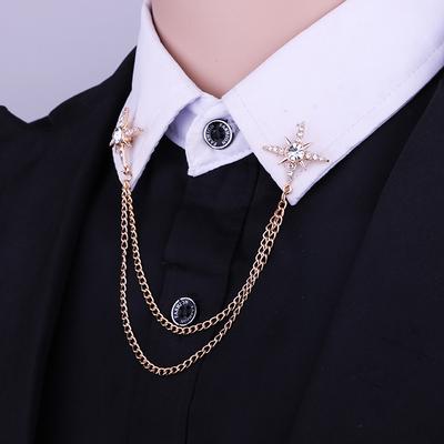 1 Pz Spilla Colletto Stella Personalità Moda Coreana Catena Colletto Camicia Uomo Stella Esagramma Spilla con Fibbia Colletto a Catena Frangiata da Donna