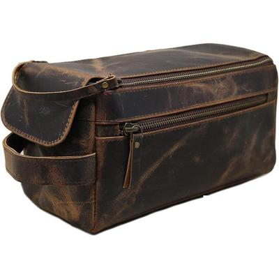 Trousse de toilette en cuir véritable pour hommes, Kit Dopp étanche, sacs de rasage et de toilettage pour voyage, cadeau pour garçons d'honneur pour hommes et femmes