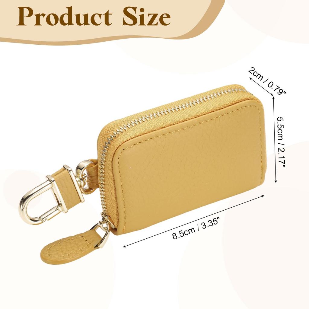 Genuine Leather Car Bike Key Universal Zippered Key Case Yellow [uxcell] Case, Design, Bag, Unisex,