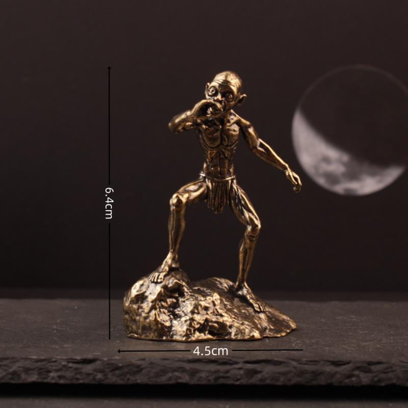 Thinker Meditator Figure Art Sculpture Display Vintage Home Decor Study Room Bookshelf Desktop Copper Ornament