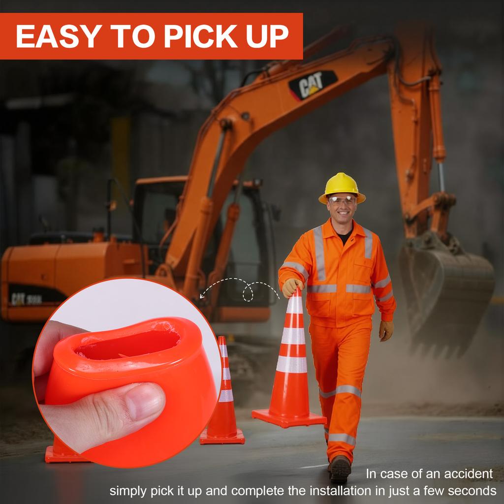 35 Inch 6 Pack Traffic Cones with Reflective Collars Plastic Safety Cones PVC for Traffic Control Driveways and Parking Lots
