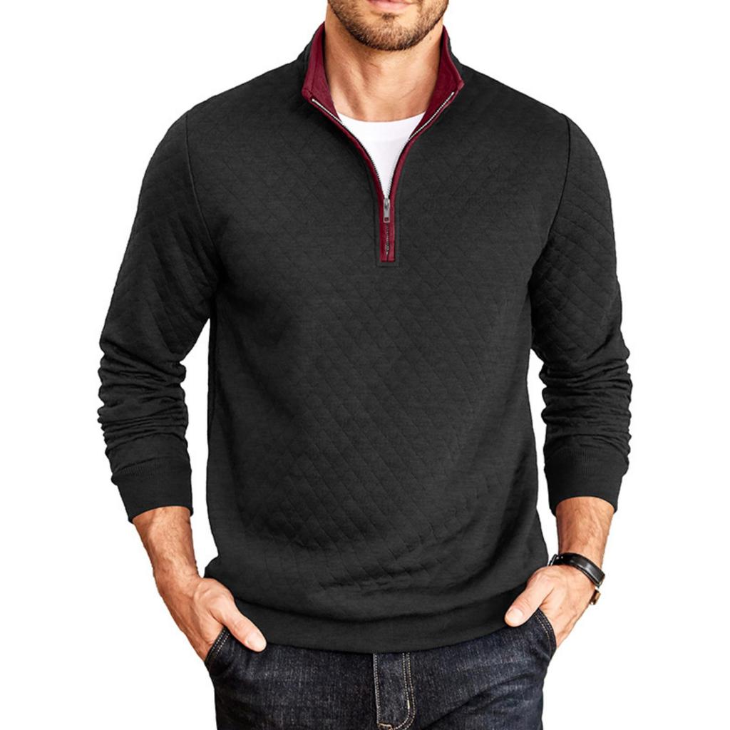 Men's Casual Half-Zip Pullover Hoodie, Long Sleeve Stand Collar