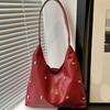 Crescents Shoulder Bags for Women Cute Hoboes Toted Handbag Under the Arm Purses Punk Rivet Clutches Purse with Buckles