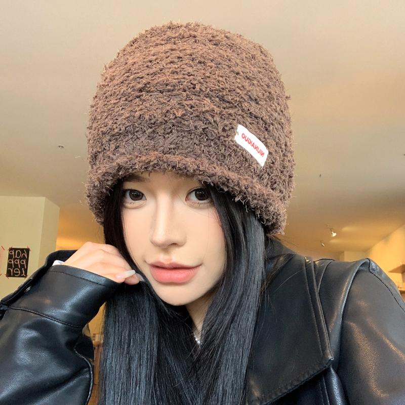 

Мягкая восковая ленивая ветряная вязаная шапка с гофрированным верхом женская осенне-зимняя утолщенная теплая и ветрозащитная с защитой ушей шапка-пуловер мужская Adult average size (56-58cm)