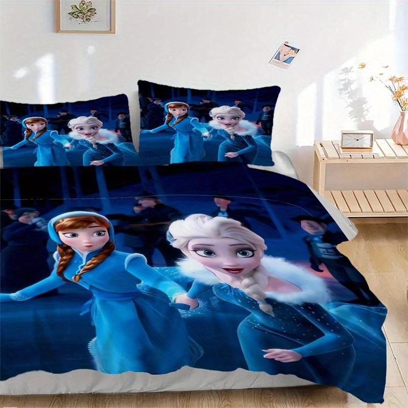 

3pcs Elsa & Anna Frozen Bedding Set - Includes 1 Quilt Cover and 2 Pillowcases, Comfortable Bedding with Stylish Design for Bedroom, Machine Wash 135x200cm