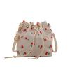 Casual Art Canvas Bag Women's Autumn New Tote Bag Large Capacity Butterfly Strawberry Bucket Bag