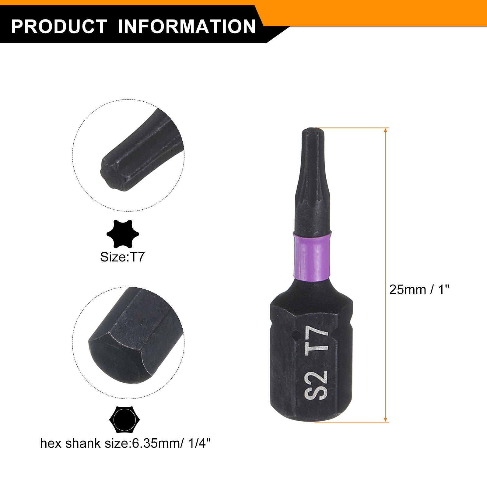 

2/4/8pcs Torx Screwdriver Bit T7 T8 T9 T10 T15 T20 T25 T27 T30 T40 1/4 Hex Shank 25mm/1 Magnetic Star 6 Point Head Hex Bits 2pcs