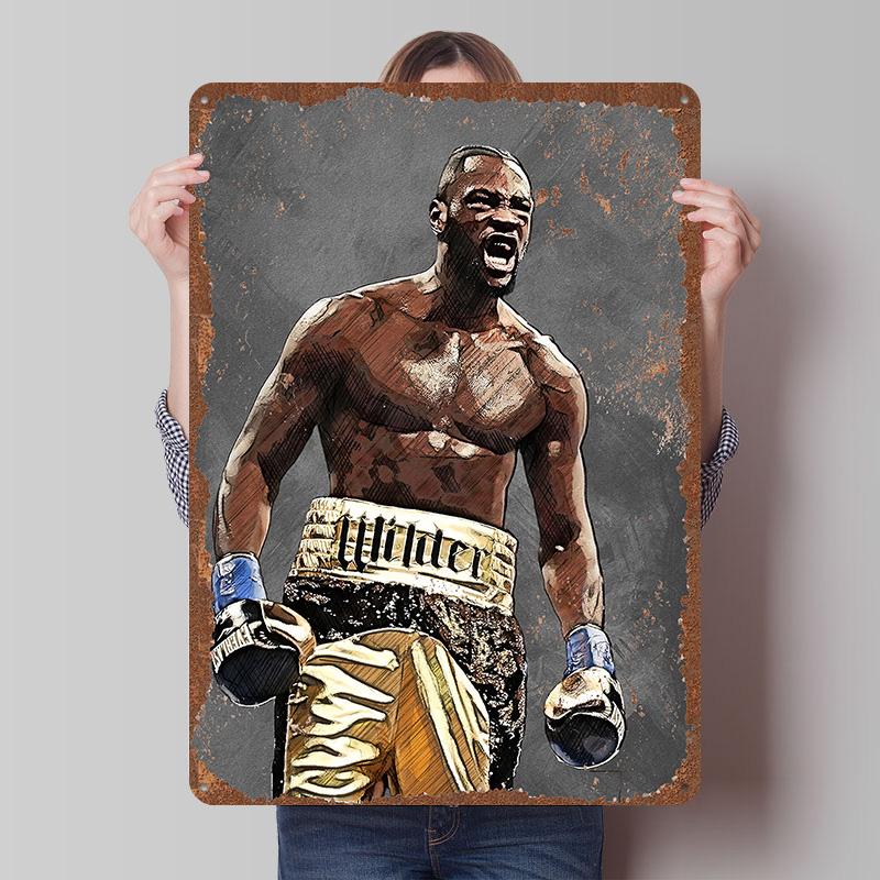 Deontay Wilder Boxer Metal Posters Custom Vintage Metal Signs Wall Art Tin Plaque for Man Cave Bedroom Decorations Home Decor