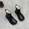 Johnature Genuine Leather Warm Cotton Boots Thick Soled Comfortable Side Zipper Women's Short Boots
