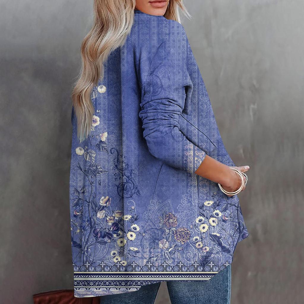 Damen Lässiges Übergroßes Sportshirt mit Halbreißverschluss Langärmlig Bedruckt mit Tasche Pullover-Top