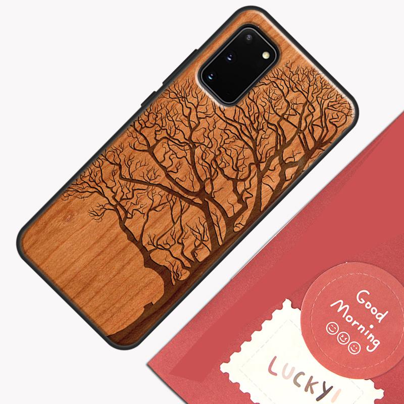 Tree Flower Bamboo Wood Phone Case For Samsung Galaxy S25 S24 S20 S21 S22 S23 Ultra S9 S10 Plus S23 FE Cover Shell