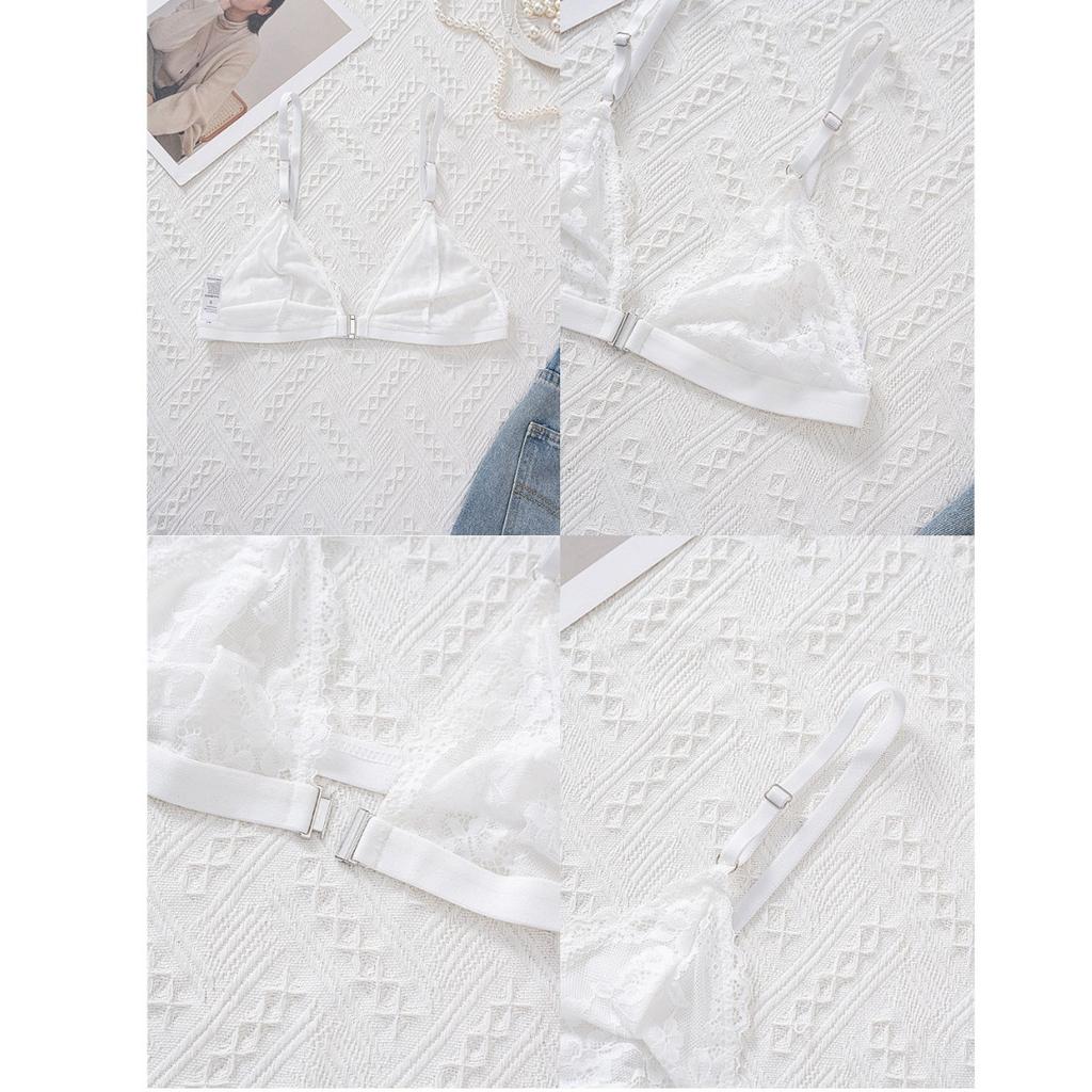 Large size underwear French thin lace edge bra suspender sexy front buckle seamless chest wrap