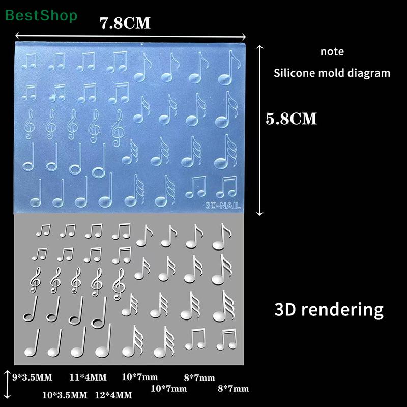 Letter Musical Note Number Nail Art Decor 3D Silicone Manicure Templates DIY Nail Mold