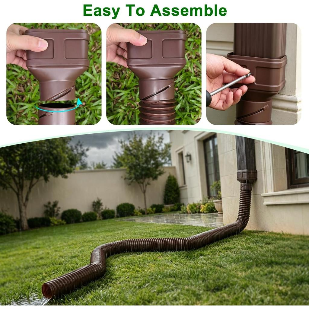Gutter Downspout Extensions, Outer diameter 3" Downspout Extender for Rainwater Drainage,Flexible Drainage Pipe Suitable for 2"×3" and 3"×4" Downspout
