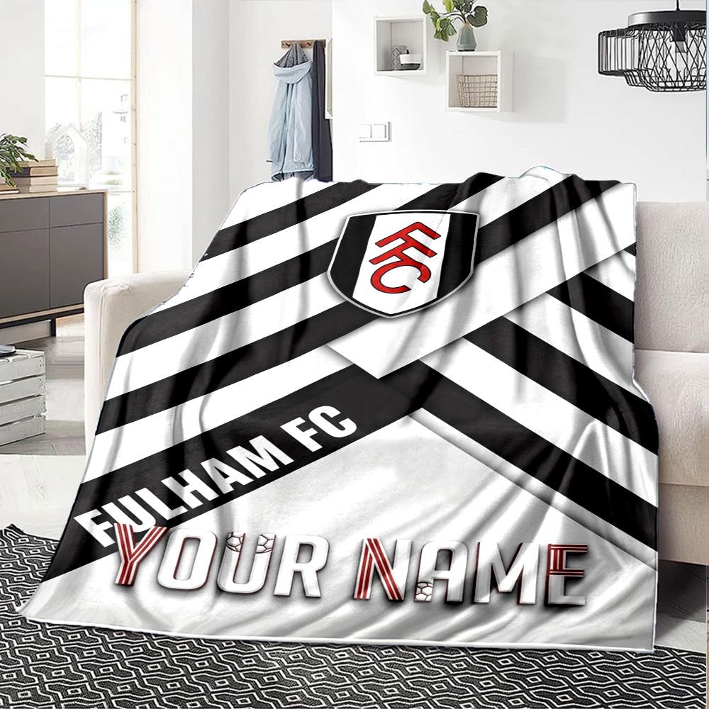 Name Custom Fulham FC Logo Print Flannel Blanket High Quality Warm Comfortable Cover for All Seasons Perfect for Gifts Home Decor