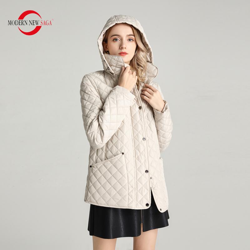 Damejakke MODERN NEW SAGA Spring Tynn bomullsjakke Mote Kortjakke dame hette