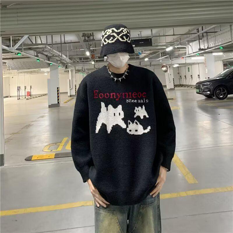 

Japanese Harajuku Style Unisex Long Sleeve Sweater - Trendy and Versatile M чорний