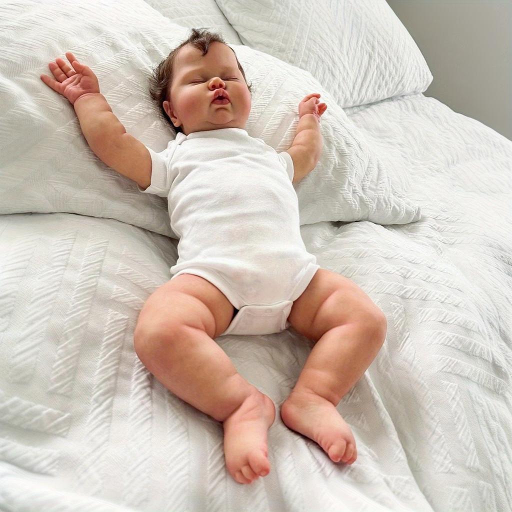 BZDOLL Cloth Body Vinyl Limbs 50 CM 20inch 3D-Paint Asleep Fat Reborn Baby Doll Toy for Girl Lifelike Kids Birthday Gift Play House Toy Humanoid Doll