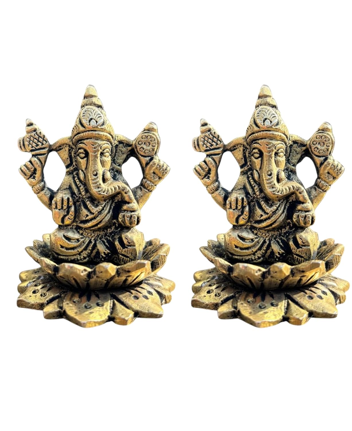 Ручная работа, латунная статуэтка Ганеши, Красивая, детализированная, декоративная мурти, Золотой