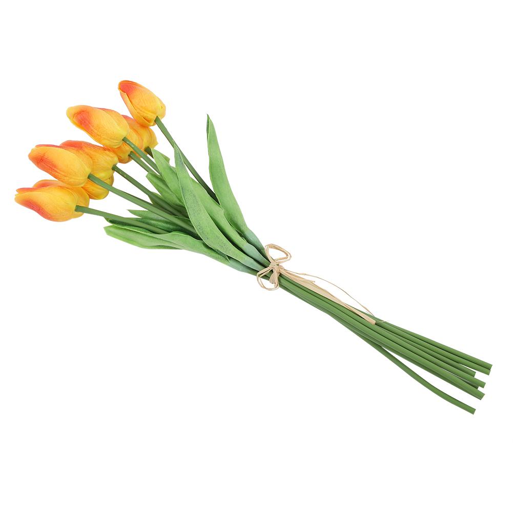30Pcs Real Touch Artificial Tulip Flower Fake Flower Gift for Home Wedding Decor(Sunset Color)