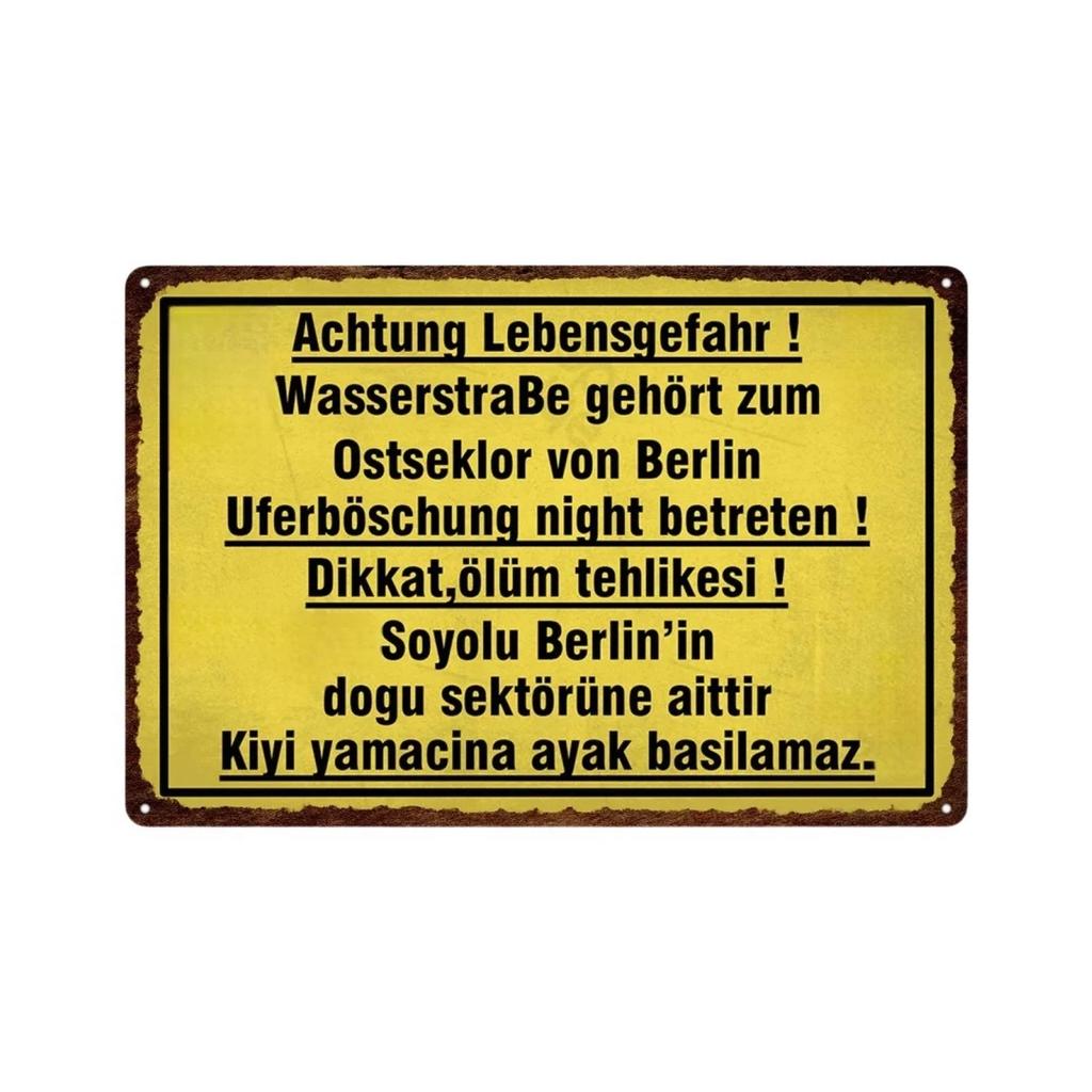 Germany HALT STÓJ Achtung Metal Sign German Warning Signs Hazardous Area Placards Vintage Plaque Plate Wall Decorative