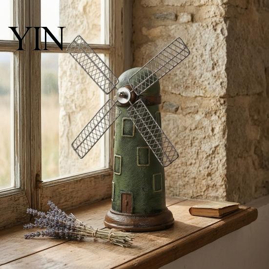 Colorful Windmill Display Dutch Ornaments, Mini Vintage Holland Statue, Resin Artwork, Souvenir Classic Model, Rustic Desktop Ornament for Home Office