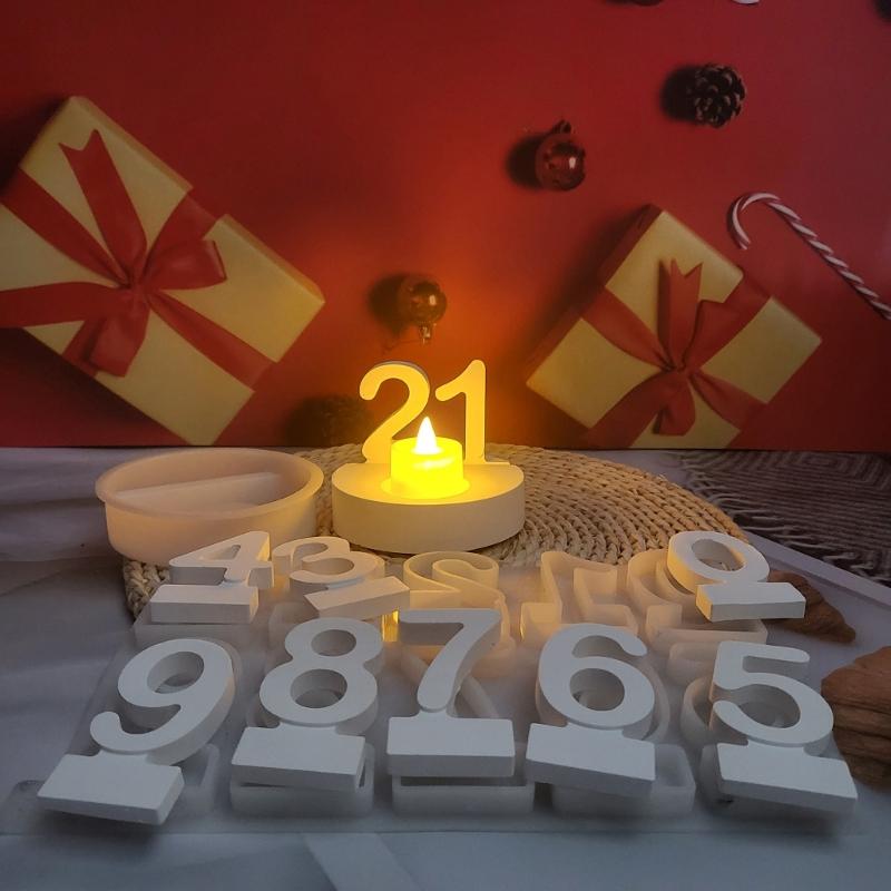 Birthday Cake Silicones Molds Sqaure Base Molds, Number Silicones Molds for Candle Holder Tealight Holder Decorations