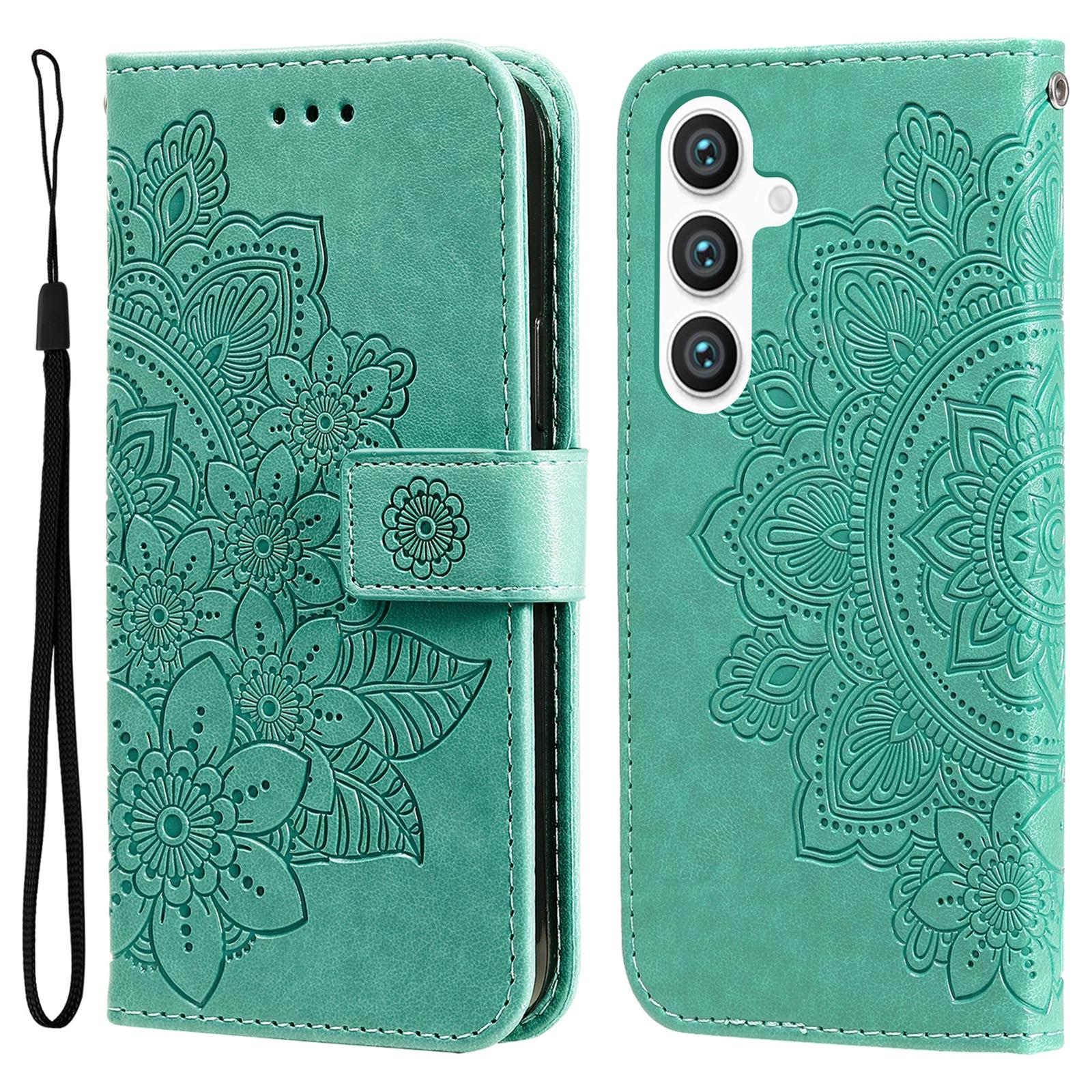 

For Samsung Galaxy S25+ Case Floral Pattern PU Leather Wallet Stand Phone Cover C