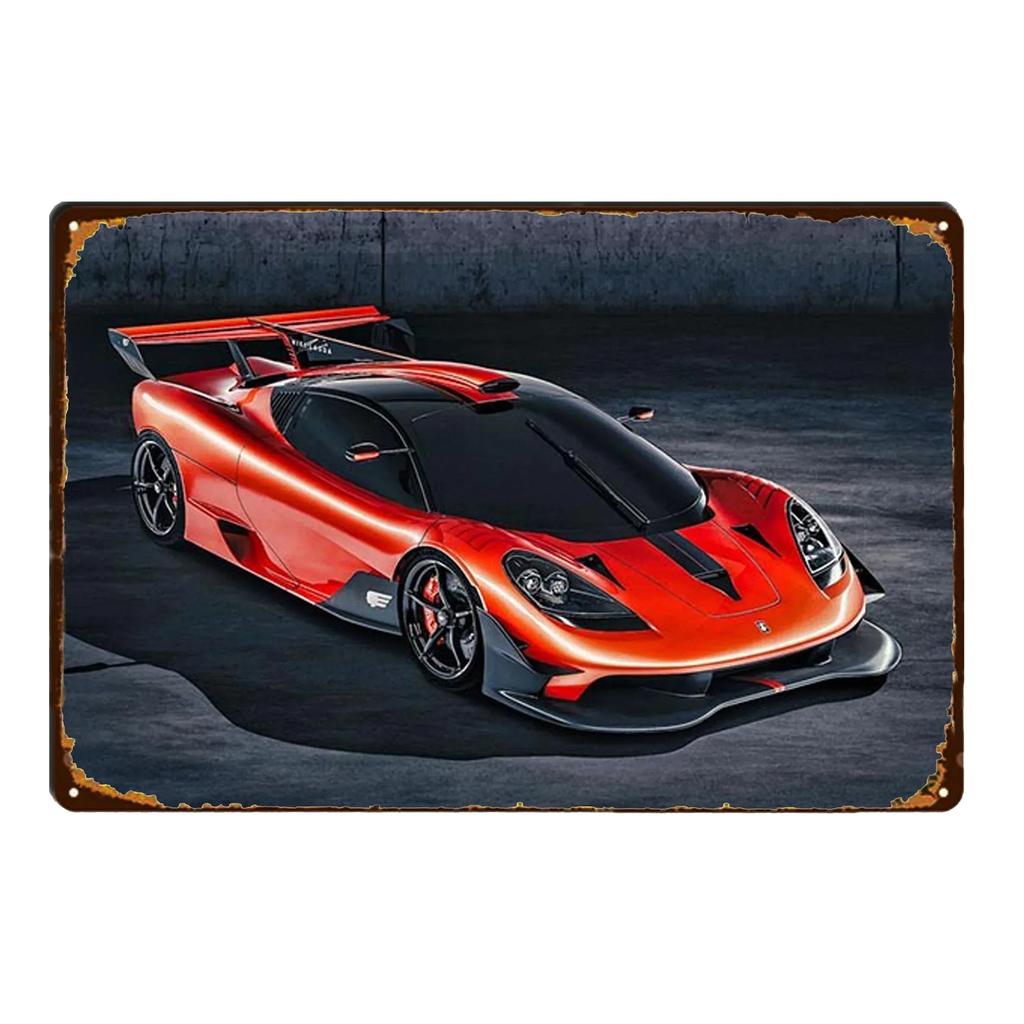 Sports Car Racing Poster Rust Shabby Tin Sign Art Decor Garage Bar Man Cave Signs Decorative Plaques Wall Metal Tin Plate Sig