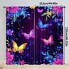 Blue And Purple Butterfly Print Curtains, Pole Bag Curtains, 42*84, Bedroom And Living Room, Home Decoration, Room Decoration