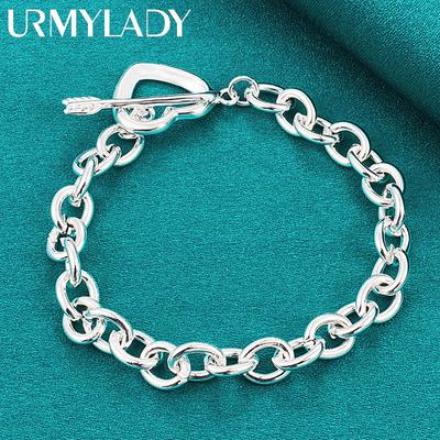 Bracciale con freccia a cuore in argento sterling 925 per gioielli di moda da donna