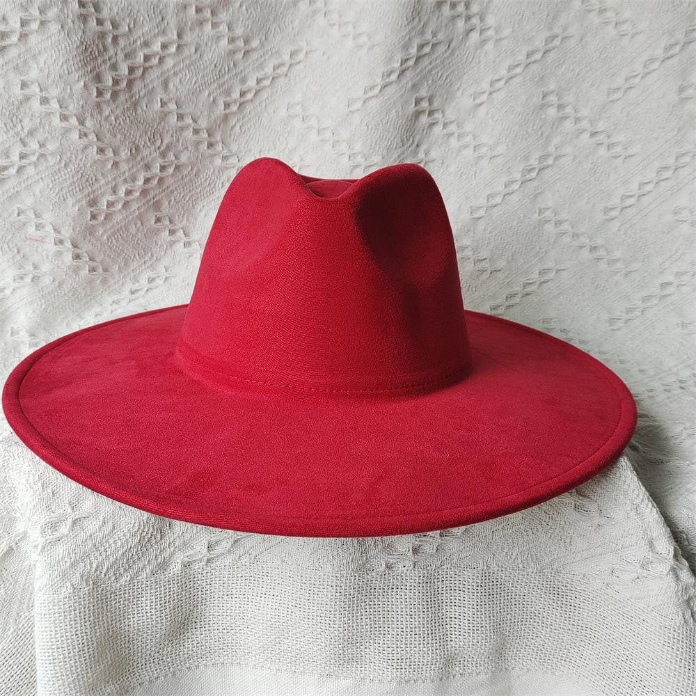 New Color Malachite Green Suede Top Hat Big Edge 9.5Cm Peach Heart Top Jazz Hat Simple And Fashionable