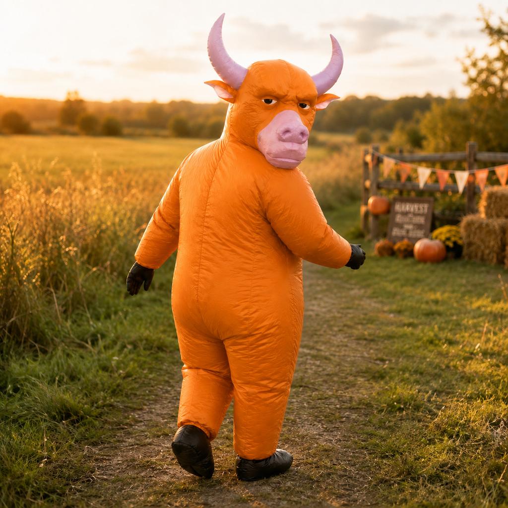 Inflatable Cow Costume for Halloween Party Photo Prop Creative Role Play Walking Outfit