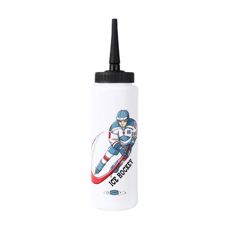 Ice Hockey Sports Leak-Proof 1L Portable Water Cup with Long Straw and Two Mouth Types