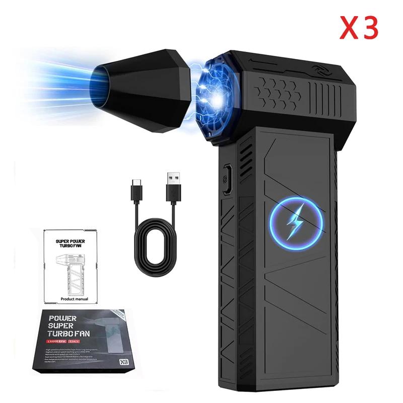 LANGJING 2024 Mini Turbo Violent Fan X3 Electric Air Duster with 3 Adjustable Speeds 130000RPM Jet Blower with Power Display